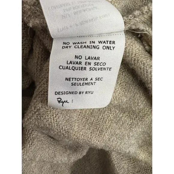 Ryu Sweater Dress Womens XL Beige Cowl Neck Lace Hem Boho Feminine Artsy - Picture 12 of 14